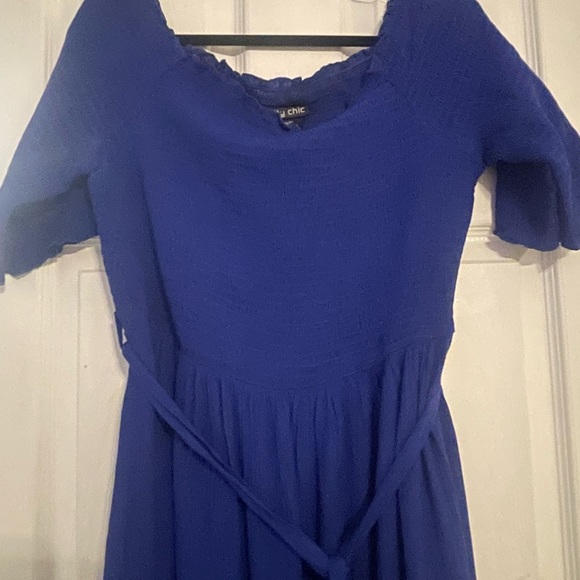 Cobalt blue Maxi off the shoulder City Chic Dress - Picture 2 of 7